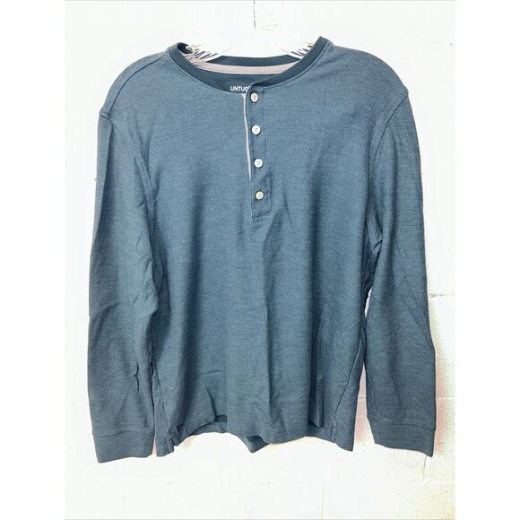 UNTUCKit Blue Gray Long Sleeve Button Henley Shirt Men's Size Medium‎ E1 - Picture 1 of 8